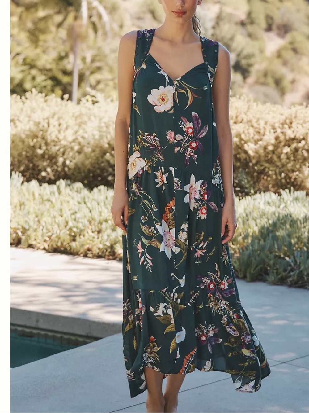 By Anthropologie Studded Harness Midi Dress